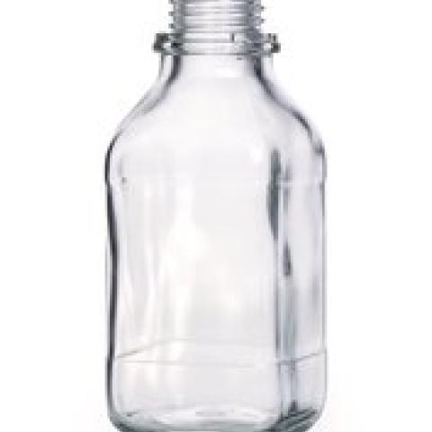 Square narrow-mouth bottles, 250 ml, clear glass, thread 32, high form