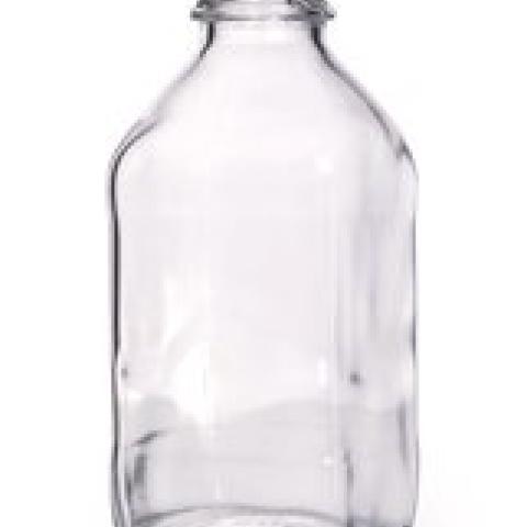 Square narrow-mouth bottles, 500 ml, clear glass, thread 32, high form