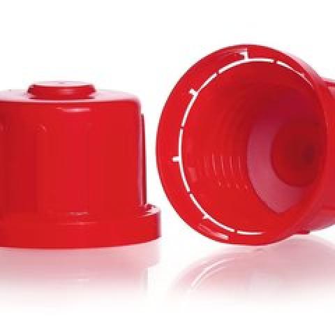 Safety screw cap closures, red, Gew. 32, hohe Form, für EH-Fl., PP, 10 unit(s)