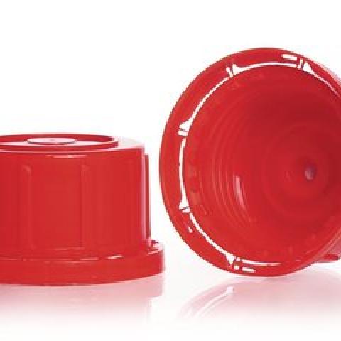 Safety screw cap closures, red, Gew. 45, hohe Form, für EH-Fl., PP, 10 unit(s)