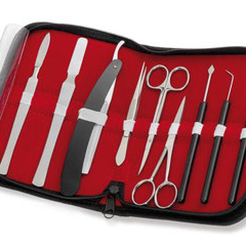 Rotilabo®-dissecting set f. microscopy, large, in zip-up case, 9 parts