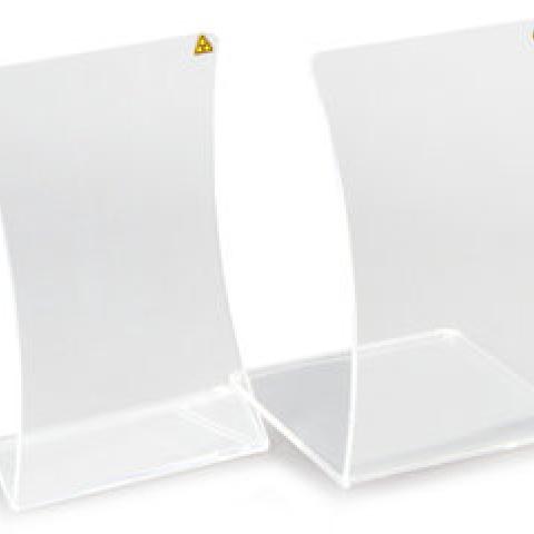 Sekuroka®-radiation protection screens, hourgl.-shaped, bent base, beta radiat.