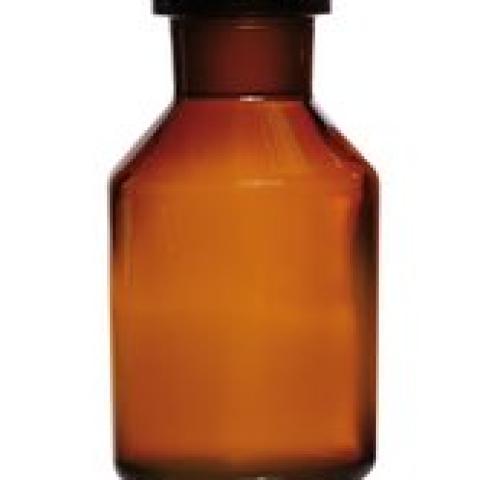 Wide neck storage bottle, glass stopper, soda-lime glass, amber, 250 ml
