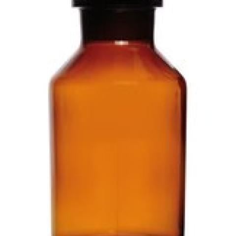 Wide neck storage bottle, glass stopper, soda-lime glass, amber, 500 ml