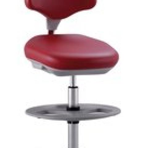 Laboratory chair Labster 3, red,, gliders/foot ring, seat height 550-800mm