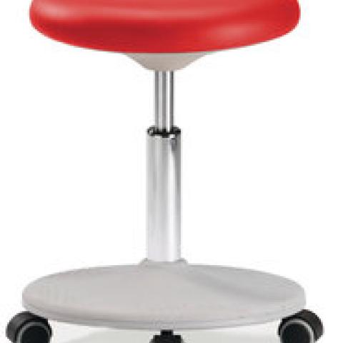 Laboratory stool Labster, red, rollers, seat height 450-650 mm, 1 unit(s)