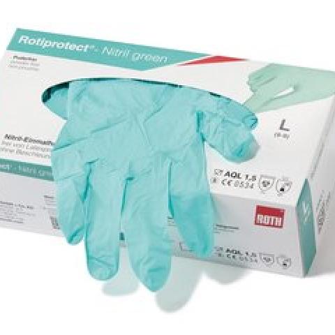 Rotiprotect®-Nitril green non-powdered, disposable gloves, size S, 6 - 7