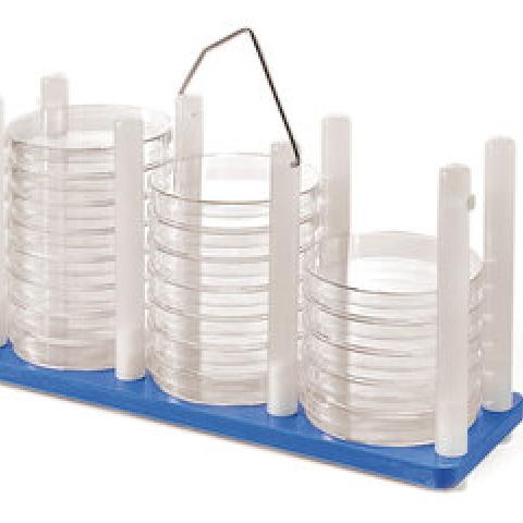 Rotilabo®-stands for petri dishes, PP, red, for 3 x 10 dishes, Ø 90 mm