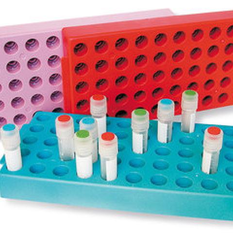 Rotilabo® stand for cryogenic vials, PP, blue, 50 slots, arrangement 5 x 10