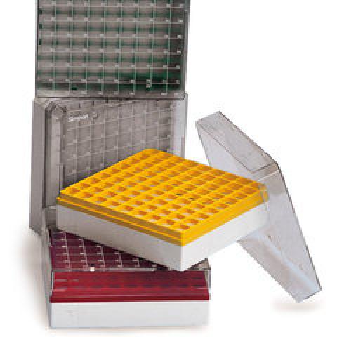 Rotilabo® cryo box, PC, yellow, f. 1-2ml, L 133 x W 133 x H 52 mm, 81 slots
