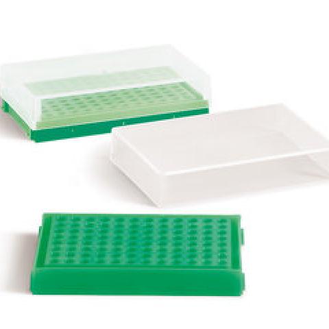 PCR-rack, PP, neon green, with lid, with 96 holes, array 8 x 12, 1 unit(s)
