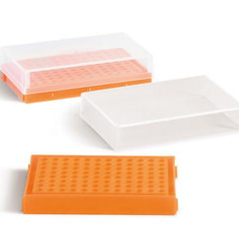 PCR-rack, PP, neon orange, with lid, with 96 holes, array 8 x 12, 1 unit(s)