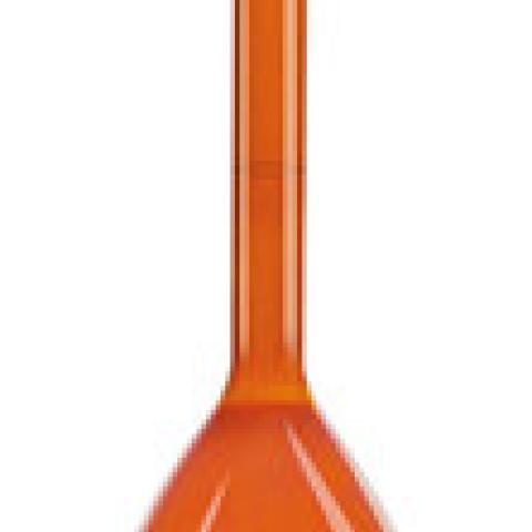 Volumetric flask, cl. A, DURAN®, 2000 ml, PE-stopper, joint 29/32, amber glass