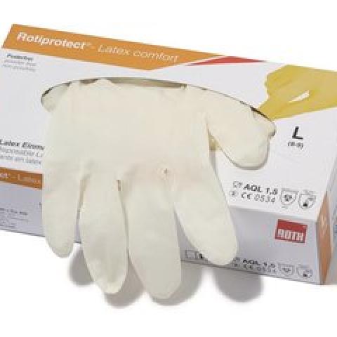 Rotiprotect®-latex gloves comfort, size S, 6-7, powder free, natur., light