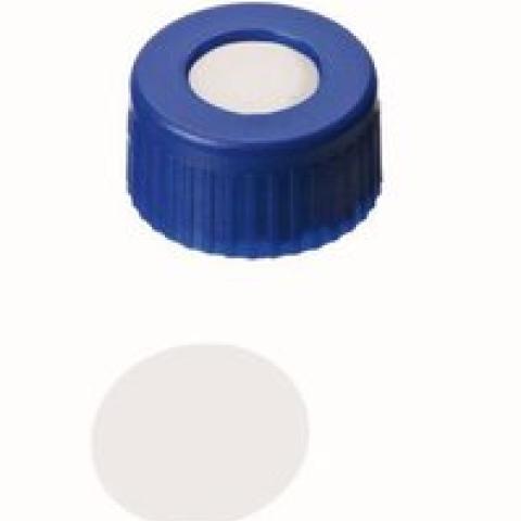 Screw caps with bore hole, PP, ND9, Septum PTFE, 0.2 mm 53°, 100 unit(s)