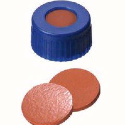 Screw caps with bore hole, PP, ND9, Septum Natural rubber/TEF, 1.0 mm 60°