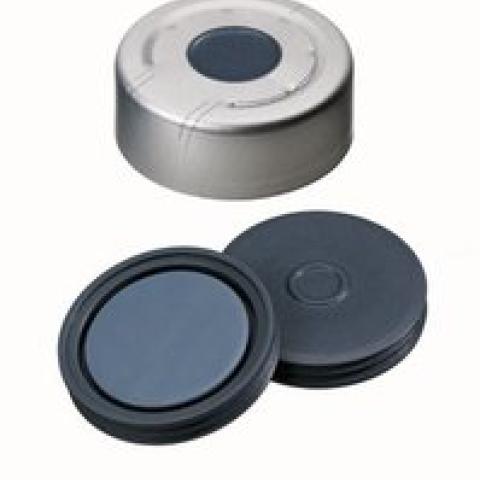 Headspace-caps with bore hole, Al, ND20, Septum Pharma-Fix Butyl/PTFE, 3,0 mm