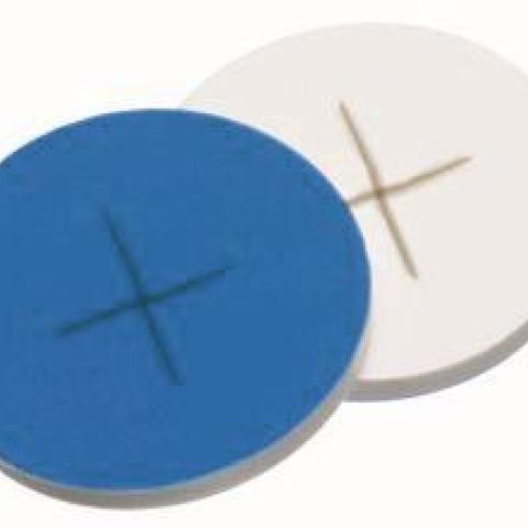 Septa Ø 22 mm, ND24, 1.5 mm, 55°, silicone white/PTFE blue cross-slotted
