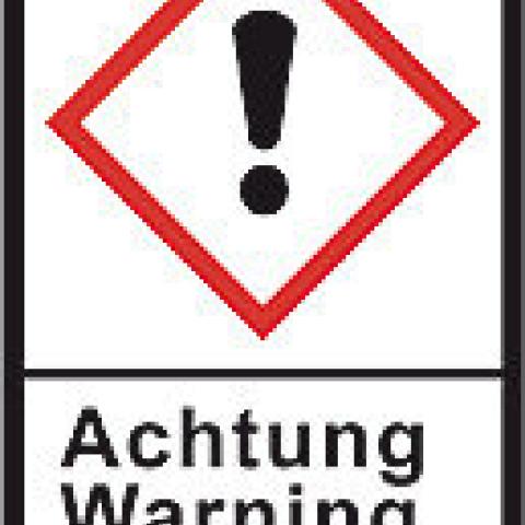 GHS-warning labels, PE-foil, GHS07, warning, exclamat. mark 100µm, 27x40 mm