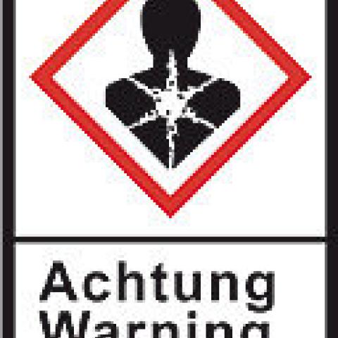 GHS-warning labels, PE-foil, GHS08, warning, health hazard, 100 µm, 27x40 mm