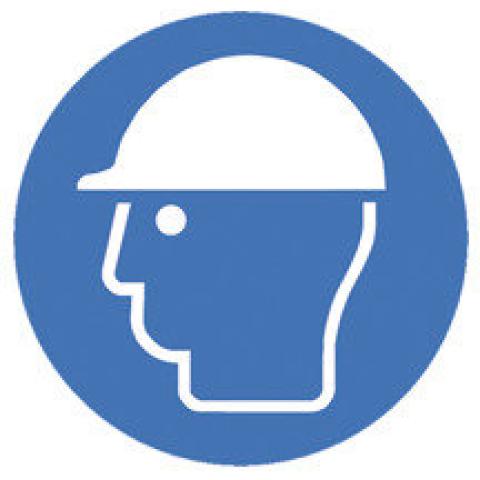 Safety symbols to ISO 7010, Wear protective headgear Ø 200 mm, 1 unit(s)