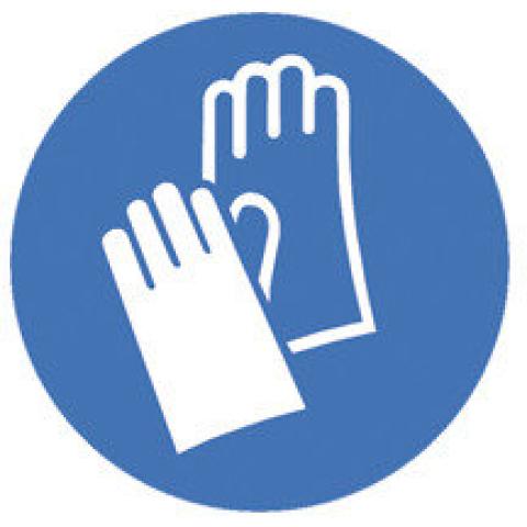 Safety symbols to ISO 7010, Wear protective gloves Ø 100 mm, 1 unit(s)