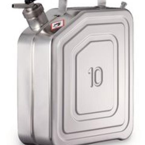 Safety canister, stainless steel, with self-closing tap, 10 l,, 1 unit(s)