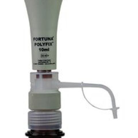 FORTUNA® POLYFIX® dispenser, 2 - 10 ml, glass plunger and brown glass cylinder