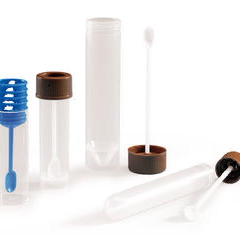 Stool tubes with screw cap, 13 ml, samp. spoon/round base, non-ster.