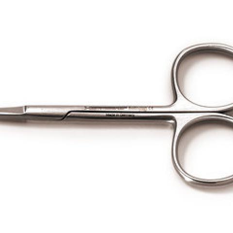 Micro scissors, typ Mikro-Iris, stainless steel, straight, pointed, L 90mm