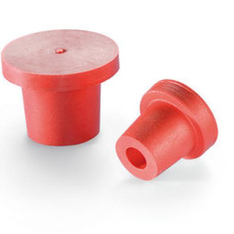 Hollow stoppers made of natural rubber, Rotilabo®, red, 19 x 14 x 12 mm