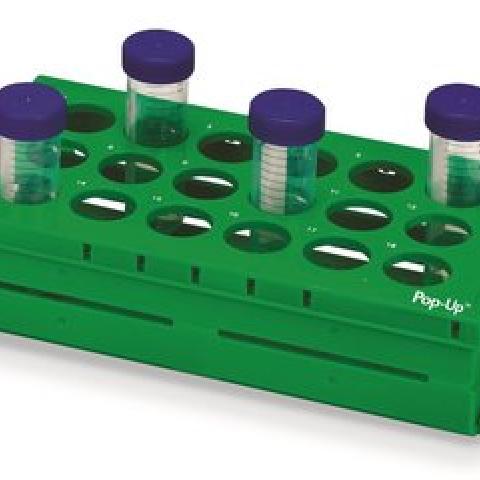 Pop-UpTM Rack,green,18x50ml centr.vials, Ø 30 mm, L 255 x W 137 x H 72 mm