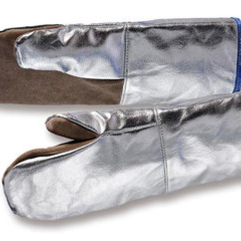 Leather-aluminium heat resistant gloves, standard size 10, L 380 mm, 1 pair