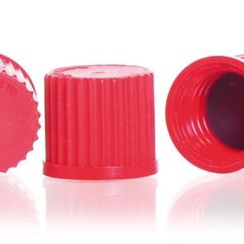 Screw caps made of PBT, red, GL 18, Ø 23 x H 20 mm, 10 unit(s)