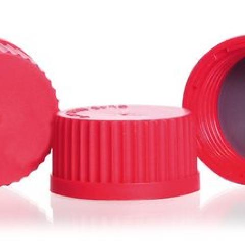 Screw caps made of PBT, red, GL 45, Ø 54 x H 28 mm, 10 unit(s)