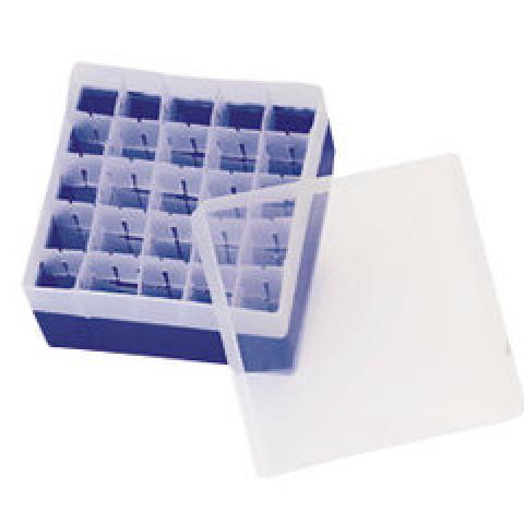 Rotilabo®-stor.box f.EPA screw top vials, 20 ml, violet, H 70 mm, 16 holes