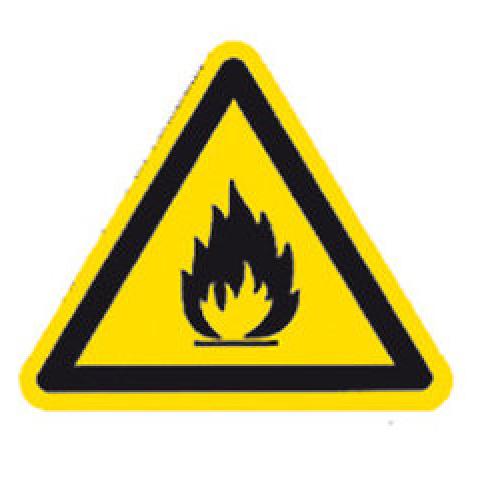 Warning symbols, establ. indiv.labels, warning flammable, 100 mm