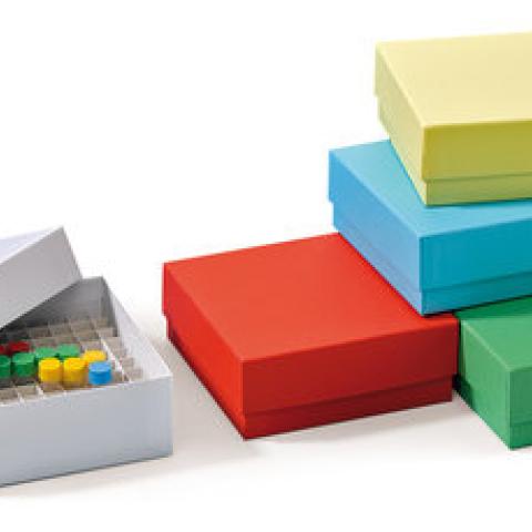 Rotilabo®-cryo boxes made of cardboard, blue, waterproof, L136xW136 xH50mm