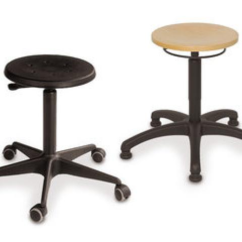 Stools with release ring, glides, PU, black, seat height 400-590 mm, 1 unit(s)