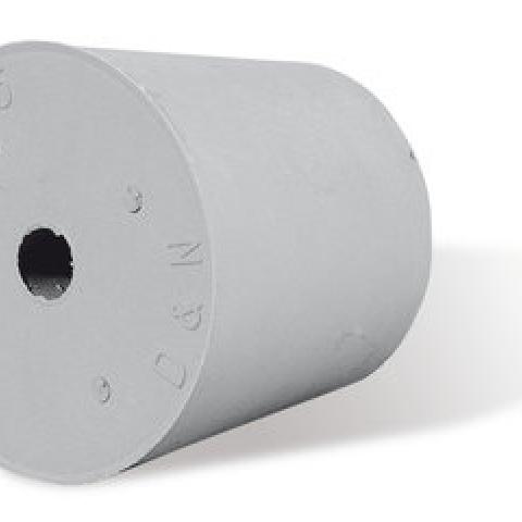 Rotilabo®-stoppers w. hole, nat. rubber, Ø borehole 6 mm, Ø bottom 26 mm