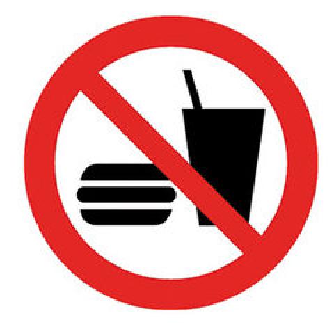 Prohibition sign, self-adhes., no eating or drinking, ISO 7010, 1 unit(s)