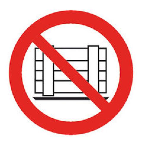 Prohibition sign, self-adhes., no storage permitted, ISO 7010, 1 unit(s)