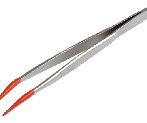 Forceps (stainless steel, silicone-coated tips) length 105 mm, for weights 1 mg - 200 g